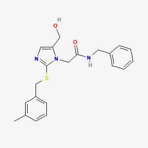 molecular formula C21H23N3O2S B3304823 N-benzyl-2-(5-(hydroxymethyl)-2-((3-methylbenzyl)thio)-1H-imidazol-1-yl)acetamide CAS No. 921886-32-0