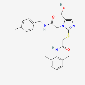 2-((5-(hydroxymethyl)-1-(2-((4-methylbenzyl)amino)-2-oxoethyl)-1H-imidazol-2-yl)thio)-N-mesitylacetamide