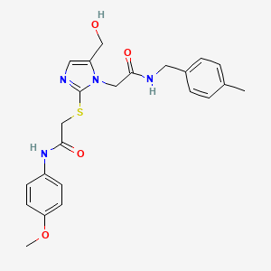 molecular formula C23H26N4O4S B3304839 2-((5-(hydroxymethyl)-1-(2-((4-methylbenzyl)amino)-2-oxoethyl)-1H-imidazol-2-yl)thio)-N-(4-methoxyphenyl)acetamide CAS No. 921886-65-9