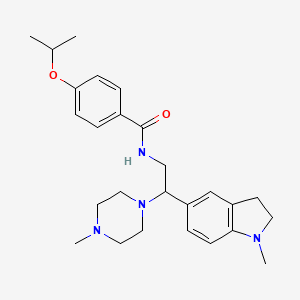 molecular formula C26H36N4O2 B3304845 4-isopropoxy-N-(2-(1-methylindolin-5-yl)-2-(4-methylpiperazin-1-yl)ethyl)benzamide CAS No. 921896-02-8
