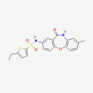 molecular formula C20H18N2O4S2 B3304857 5-ethyl-N-{6-methyl-10-oxo-2-oxa-9-azatricyclo[9.4.0.0^{3,8}]pentadeca-1(11),3(8),4,6,12,14-hexaen-13-yl}thiophene-2-sulfonamide CAS No. 921897-93-0