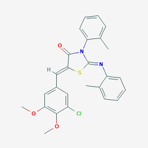 molecular formula C26H23ClN2O3S B330488 5-(3-Chloro-4,5-dimethoxybenzylidene)-3-(2-methylphenyl)-2-[(2-methylphenyl)imino]-1,3-thiazolidin-4-one 