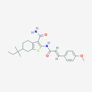 molecular formula C24H30N2O3S B330489 2-{[3-(4-Methoxyphenyl)acryloyl]amino}-6-tert-pentyl-4,5,6,7-tetrahydro-1-benzothiophene-3-carboxamide 