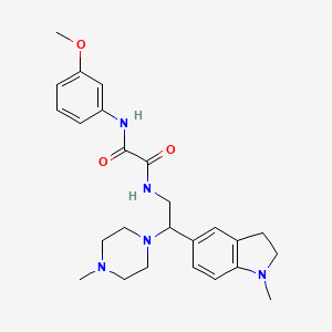 molecular formula C25H33N5O3 B3304927 N1-(3-methoxyphenyl)-N2-(2-(1-methylindolin-5-yl)-2-(4-methylpiperazin-1-yl)ethyl)oxalamide CAS No. 922015-91-6