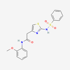 molecular formula C18H17N3O4S2 B3304933 N-(2-methoxyphenyl)-2-{(2Z)-2-[(phenylsulfonyl)imino]-2,3-dihydro-1,3-thiazol-4-yl}acetamide CAS No. 922025-96-5