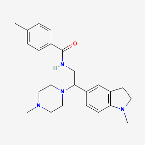 molecular formula C24H32N4O B3304948 4-methyl-N-(2-(1-methylindolin-5-yl)-2-(4-methylpiperazin-1-yl)ethyl)benzamide CAS No. 922035-25-4