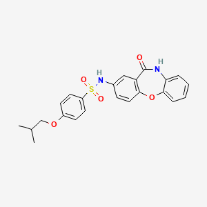 molecular formula C23H22N2O5S B3304978 4-(2-methylpropoxy)-N-{10-oxo-2-oxa-9-azatricyclo[9.4.0.0^{3,8}]pentadeca-1(11),3(8),4,6,12,14-hexaen-13-yl}benzene-1-sulfonamide CAS No. 922063-18-1
