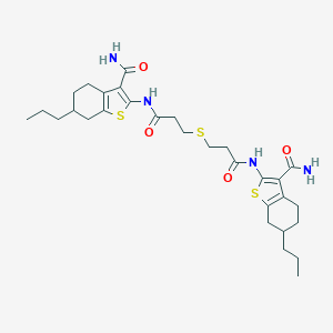 molecular formula C30H42N4O4S3 B330498 2,2'-{Sulfanediylbis[(1-oxopropane-3,1-diyl)imino]}bis(6-propyl-4,5,6,7-tetrahydro-1-benzothiophene-3-carboxamide) 