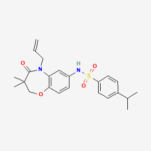 molecular formula C23H28N2O4S B3304988 N-(5-allyl-3,3-dimethyl-4-oxo-2,3,4,5-tetrahydrobenzo[b][1,4]oxazepin-7-yl)-4-isopropylbenzenesulfonamide CAS No. 922078-22-6