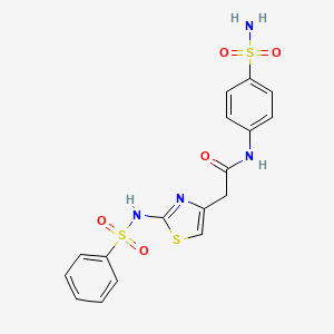 2-(2-benzenesulfonamido-1,3-thiazol-4-yl)-N-(4-sulfamoylphenyl)acetamide