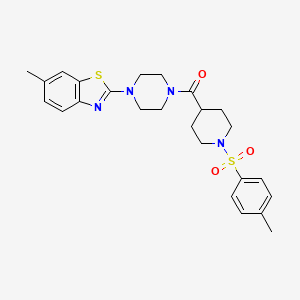 molecular formula C25H30N4O3S2 B3305088 (4-(6-Methylbenzo[d]thiazol-2-yl)piperazin-1-yl)(1-tosylpiperidin-4-yl)methanone CAS No. 922463-29-4