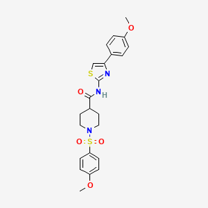 molecular formula C23H25N3O5S2 B3305095 1-((4-methoxyphenyl)sulfonyl)-N-(4-(4-methoxyphenyl)thiazol-2-yl)piperidine-4-carboxamide CAS No. 922484-76-2