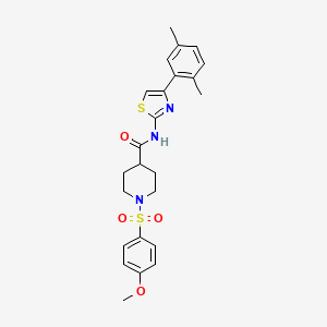molecular formula C24H27N3O4S2 B3305102 N-(4-(2,5-dimethylphenyl)thiazol-2-yl)-1-((4-methoxyphenyl)sulfonyl)piperidine-4-carboxamide CAS No. 922484-83-1
