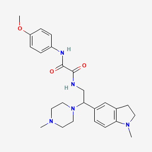 molecular formula C25H33N5O3 B3305138 N1-(4-methoxyphenyl)-N2-(2-(1-methylindolin-5-yl)-2-(4-methylpiperazin-1-yl)ethyl)oxalamide CAS No. 922557-45-7