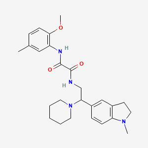 molecular formula C26H34N4O3 B3305139 N1-(2-methoxy-5-methylphenyl)-N2-(2-(1-methylindolin-5-yl)-2-(piperidin-1-yl)ethyl)oxalamide CAS No. 922559-08-8