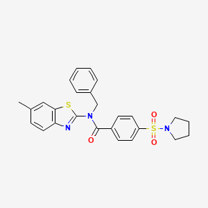 molecular formula C26H25N3O3S2 B3305176 N-benzyl-N-(6-methylbenzo[d]thiazol-2-yl)-4-(pyrrolidin-1-ylsulfonyl)benzamide CAS No. 922827-58-5