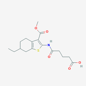 molecular formula C17H23NO5S B330519 5-{[6-Ethyl-3-(methoxycarbonyl)-4,5,6,7-tetrahydro-1-benzothiophen-2-yl]amino}-5-oxopentanoic acid 