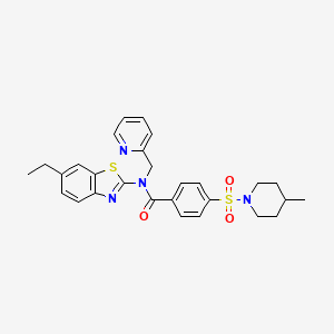 N-(6-ethylbenzo[d]thiazol-2-yl)-4-((4-methylpiperidin-1-yl)sulfonyl)-N-(pyridin-2-ylmethyl)benzamide
