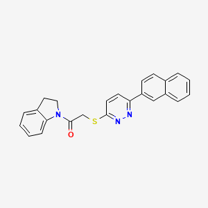 molecular formula C24H19N3OS B3305219 1-(Indolin-1-yl)-2-((6-(naphthalen-2-yl)pyridazin-3-yl)thio)ethanone CAS No. 922888-73-1