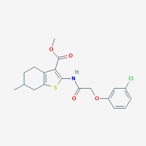 molecular formula C19H20ClNO4S B330522 Methyl 2-{[(3-chlorophenoxy)acetyl]amino}-6-methyl-4,5,6,7-tetrahydro-1-benzothiophene-3-carboxylate 