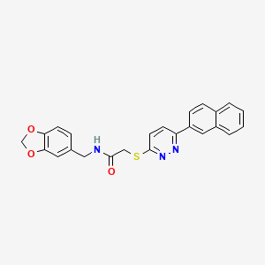 molecular formula C24H19N3O3S B3305240 N-(benzo[d][1,3]dioxol-5-ylmethyl)-2-((6-(naphthalen-2-yl)pyridazin-3-yl)thio)acetamide CAS No. 922907-64-0