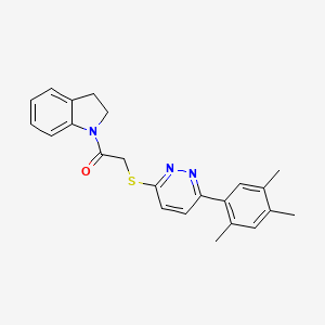 molecular formula C23H23N3OS B3305260 1-(Indolin-1-yl)-2-((6-(2,4,5-trimethylphenyl)pyridazin-3-yl)thio)ethanone CAS No. 922950-96-7