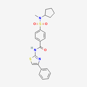 molecular formula C22H23N3O3S2 B3305283 4-[cyclopentyl(methyl)sulfamoyl]-N-(4-phenyl-1,3-thiazol-2-yl)benzamide CAS No. 922989-67-1