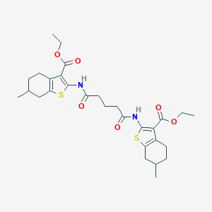 molecular formula C29H38N2O6S2 B330536 Ethyl 2-[(5-{[3-(ethoxycarbonyl)-6-methyl-4,5,6,7-tetrahydro-1-benzothien-2-yl]amino}-5-oxopentanoyl)amino]-6-methyl-4,5,6,7-tetrahydro-1-benzothiophene-3-carboxylate 