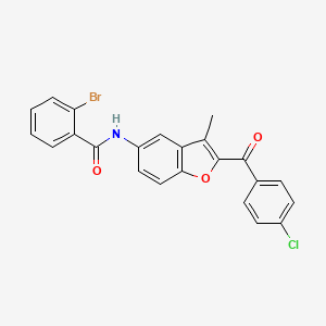 molecular formula C23H15BrClNO3 B3305364 2-bromo-N-[2-(4-chlorobenzoyl)-3-methyl-1-benzofuran-5-yl]benzamide CAS No. 923146-52-5