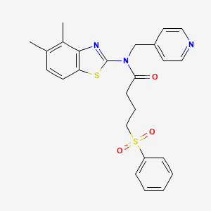 molecular formula C25H25N3O3S2 B3305366 N-(4,5-dimethylbenzo[d]thiazol-2-yl)-4-(phenylsulfonyl)-N-(pyridin-4-ylmethyl)butanamide CAS No. 923147-55-1