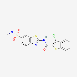 molecular formula C18H14ClN3O3S3 B3305414 3-chloro-N-[6-(dimethylsulfamoyl)-1,3-benzothiazol-2-yl]-1-benzothiophene-2-carboxamide CAS No. 923173-26-6
