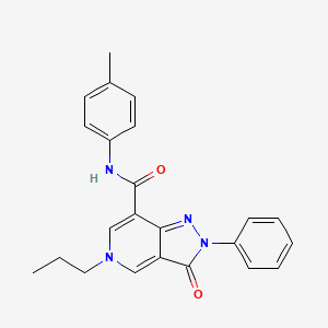 molecular formula C23H22N4O2 B3305424 3-oxo-2-phenyl-5-propyl-N-(p-tolyl)-3,5-dihydro-2H-pyrazolo[4,3-c]pyridine-7-carboxamide CAS No. 923175-15-9