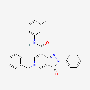 molecular formula C27H22N4O2 B3305497 5-benzyl-3-oxo-2-phenyl-N-(m-tolyl)-3,5-dihydro-2H-pyrazolo[4,3-c]pyridine-7-carboxamide CAS No. 923216-25-5