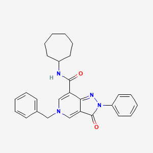 molecular formula C27H28N4O2 B3305507 5-benzyl-N-cycloheptyl-3-oxo-2-phenyl-3,5-dihydro-2H-pyrazolo[4,3-c]pyridine-7-carboxamide CAS No. 923226-49-7