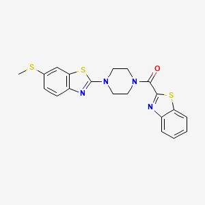 molecular formula C20H18N4OS3 B3305600 Benzo[d]thiazol-2-yl(4-(6-(methylthio)benzo[d]thiazol-2-yl)piperazin-1-yl)methanone CAS No. 923401-07-4