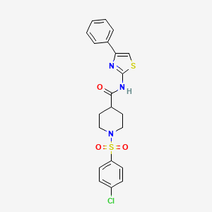 molecular formula C21H20ClN3O3S2 B3305606 1-((4-chlorophenyl)sulfonyl)-N-(4-phenylthiazol-2-yl)piperidine-4-carboxamide CAS No. 923418-24-0