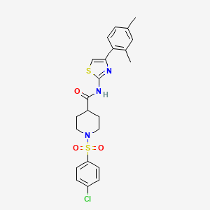 molecular formula C23H24ClN3O3S2 B3305609 1-((4-chlorophenyl)sulfonyl)-N-(4-(2,4-dimethylphenyl)thiazol-2-yl)piperidine-4-carboxamide CAS No. 923418-28-4