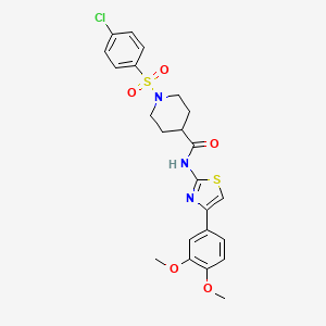 molecular formula C23H24ClN3O5S2 B3305617 1-((4-chlorophenyl)sulfonyl)-N-(4-(3,4-dimethoxyphenyl)thiazol-2-yl)piperidine-4-carboxamide CAS No. 923418-32-0