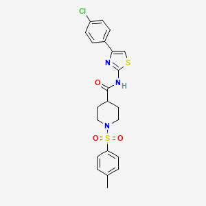 molecular formula C22H22ClN3O3S2 B3305626 N-(4-(4-chlorophenyl)thiazol-2-yl)-1-tosylpiperidine-4-carboxamide CAS No. 923443-03-2