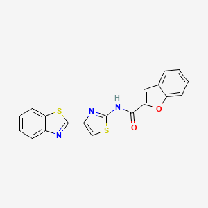 molecular formula C19H11N3O2S2 B3305634 N-[4-(1,3-benzothiazol-2-yl)-1,3-thiazol-2-yl]-1-benzofuran-2-carboxamide CAS No. 923457-74-3