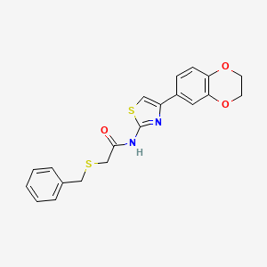 molecular formula C20H18N2O3S2 B3305646 2-(benzylthio)-N-(4-(2,3-dihydrobenzo[b][1,4]dioxin-6-yl)thiazol-2-yl)acetamide CAS No. 923491-74-1