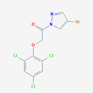 molecular formula C11H6BrCl3N2O2 B330566 4-bromo-1-[(2,4,6-trichlorophenoxy)acetyl]-1H-pyrazole 