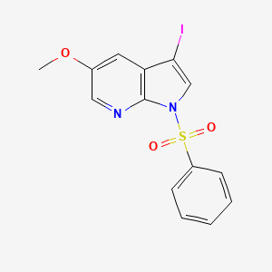 molecular formula C14H11IN2O3S B3305671 1H-Pyrrolo[2,3-b]pyridine, 3-iodo-5-methoxy-1-(phenylsulfonyl)- CAS No. 923583-80-6