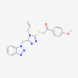 molecular formula C21H20N6O2S B330571 2-{[5-(1H-benzotriazol-1-ylmethyl)-4-(prop-2-en-1-yl)-4H-1,2,4-triazol-3-yl]sulfanyl}-1-(4-methoxyphenyl)ethanone 