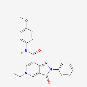 molecular formula C23H22N4O3 B3305710 N-(4-ethoxyphenyl)-5-ethyl-3-oxo-2-phenyl-3,5-dihydro-2H-pyrazolo[4,3-c]pyridine-7-carboxamide CAS No. 923682-25-1