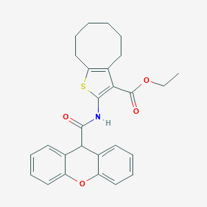 molecular formula C27H27NO4S B330572 ethyl 2-[(9H-xanthen-9-ylcarbonyl)amino]-4,5,6,7,8,9-hexahydrocycloocta[b]thiophene-3-carboxylate 