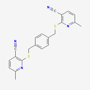 molecular formula C22H18N4S2 B3305720 2,2'-((1,4-Phenylenebis(methylene))bis(sulfanediyl))bis(6-methylnicotinonitrile) CAS No. 923691-04-7