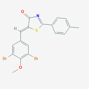 molecular formula C18H13Br2NO2S B330573 5-(3,5-dibromo-4-methoxybenzylidene)-2-(4-methylphenyl)-1,3-thiazol-4(5H)-one 