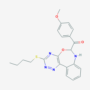 molecular formula C22H22N4O3S B330575 [3-(Butylsulfanyl)-6,7-dihydro[1,2,4]triazino[5,6-d][3,1]benzoxazepin-6-yl](4-methoxyphenyl)methanone 