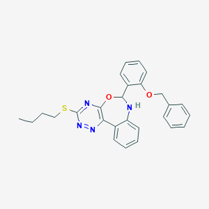 molecular formula C27H26N4O2S B330589 6-[2-(Benzyloxy)phenyl]-3-(butylsulfanyl)-6,7-dihydro[1,2,4]triazino[5,6-d][3,1]benzoxazepine 